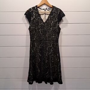H&M Black Lace Romantic Coquette Goth Party LBD Dress Womens M